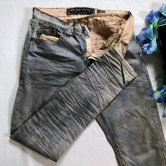 Heritage by America NWOT Gray Lightweight Skinny Jeans Men 34/33 - Picture 4 of 8